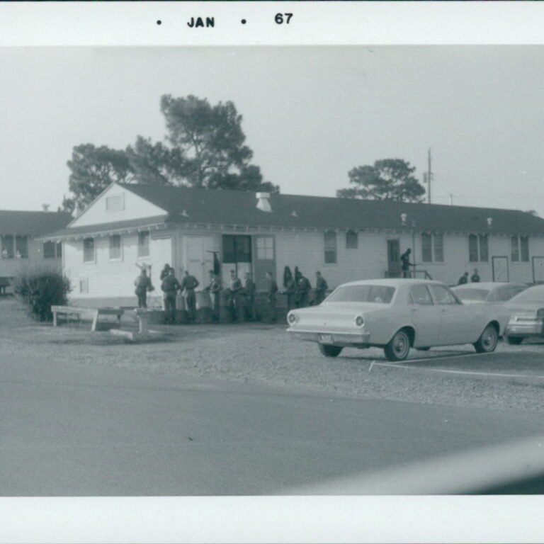 Postcard by Martin (Marty) Gronborg - January 1967 - Men's dining hall during basic